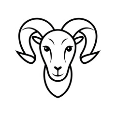 Bighorn Sheep Head Outline Line Art Vector Illustration