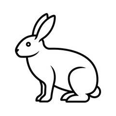 Arctic Hare Outline Line Art Vector Illustration