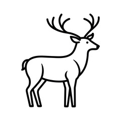 Elk Outline Line Art Vector Illustration