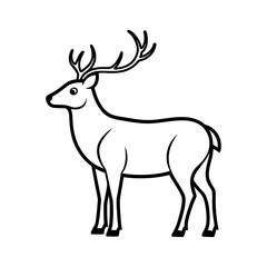 Obraz premium Caribou Outline Line Art Vector Illustration