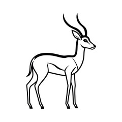Springbok Outline Line Art Vector Illustration