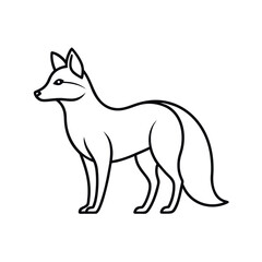 Tibetan Fox Outline Line Art Vector Illustration