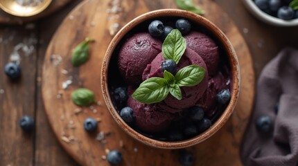 blueberry and wild berry sorbet with mint.