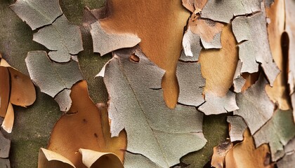 Abstract Close Up Texture Of Peeling Sycamore Plane Tree Bark