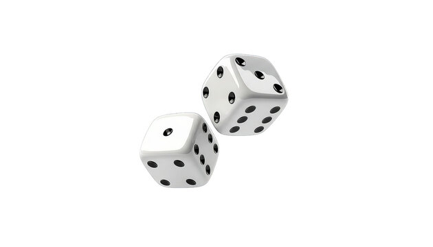 Two white dice levitate in a digital rendering, promising chance and highlighting game elements.