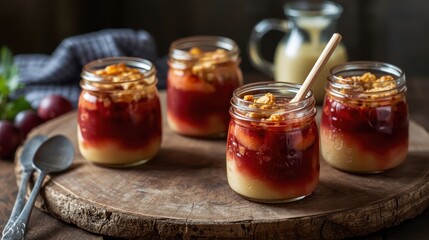raspberry souffle dessert with oatmeal.