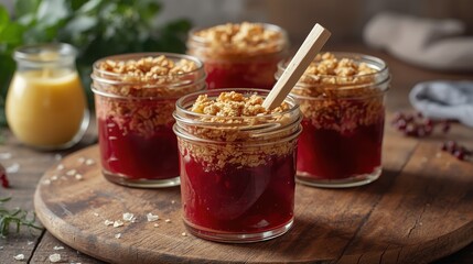 raspberry souffle dessert with oatmeal.
