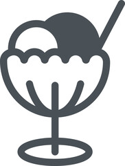 A black and white drawing of a cup with ice cream and a straw