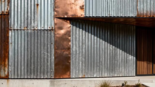 Medium framing of varied corrugated metal sidings emphasizing durability and rustic charm in contemporary decorative cladding applications.