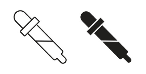 Eye dropper icon glyph and line set thin line symbol concept.