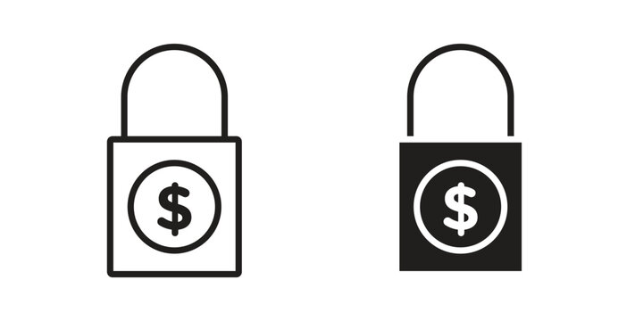 Fixed price icon glyph and line set thin line symbol concept.