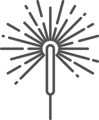 A black and white drawing of a firework with a long stick