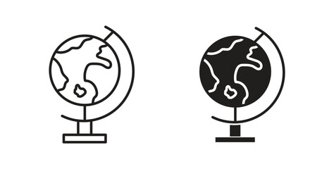 Globe icon glyph and line set thin line symbol concept.