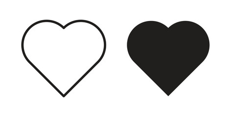 Heart icon glyph and line set thin line symbol concept.