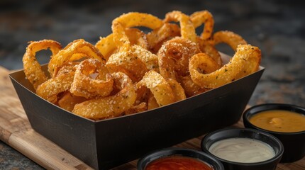 fried onion rings in breadcrumbs