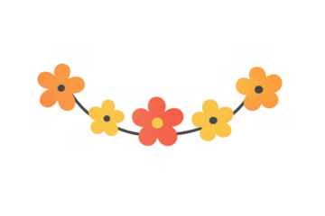 Colorful flower garland for party decoration, spring festival, celebration, birthday, or greeting card design