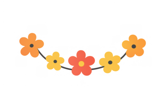 Colorful flower garland for party decoration, spring festival, celebration, birthday, or greeting card design