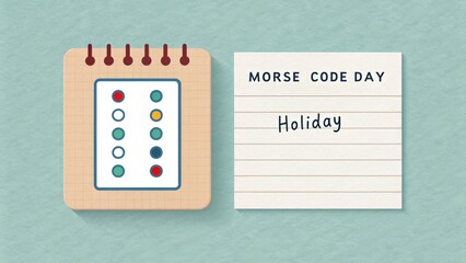 A minimal flatlay image of Morse Code Day calendar and notes