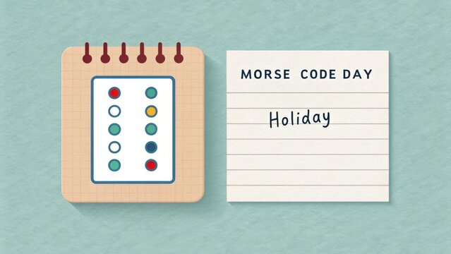 A minimal flatlay image of Morse Code Day calendar and notes