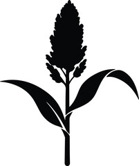 Fototapeta premium Illustration sorghum plant with leaves minimalist black silhouette vector