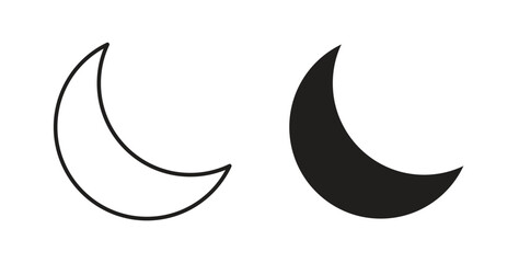 Moon icon with line and silhouette versions.