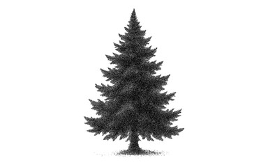 Fototapeta premium Detailed pine tree silhouette in pointillism style on white background