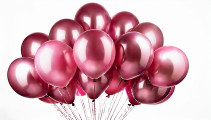 Fototapeta premium Pink Shiny Balloons In Bundle Transparent Background