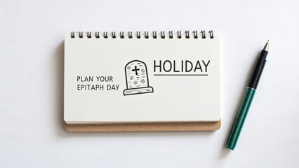 A notebook with an epitaph sketch for a planned holiday