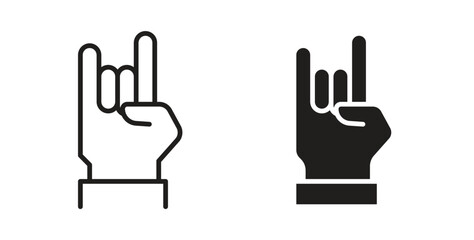 Hand Horns icon in doodle and stroke style.