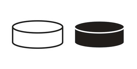 Hockey puck icon in doodle and stroke style.