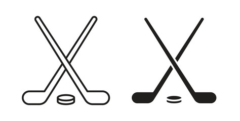 Hockey sticks icon in doodle and stroke style.