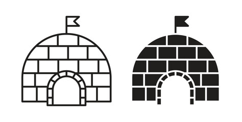 Igloo icon in doodle and stroke style.