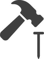 hammer and nail colourful silhouette vector icon on white background