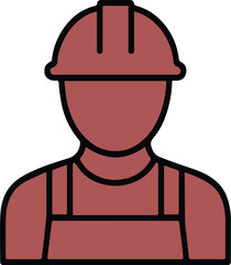 Worker with helmet colourful silhouette vector icon on white background