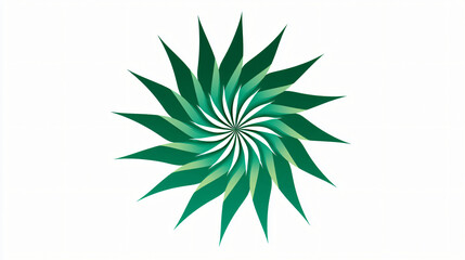 Abstract green spiral flower shape isolated on white background