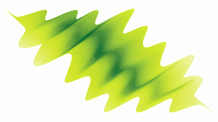 Abstract green wavy shape with gradient effect isolated on white background