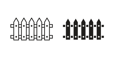 Plank fence icons set. Simple line vector illustration