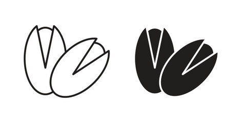 Pistachio icons set. Simple line vector illustration