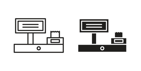 POS system icons set. Simple line vector illustration