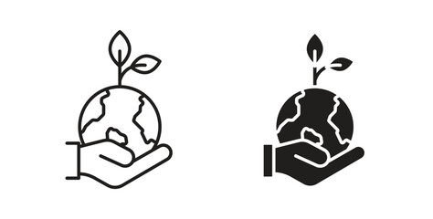 Save environment icons set. Simple line vector illustration