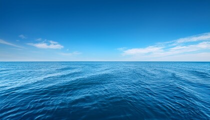 Fototapeta premium Vector Calm Sea Or Ocean Surface With Small Waves And Blue Sky Vector Illustration