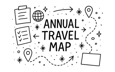Minimalist travel planner with doodle map icons and arrows