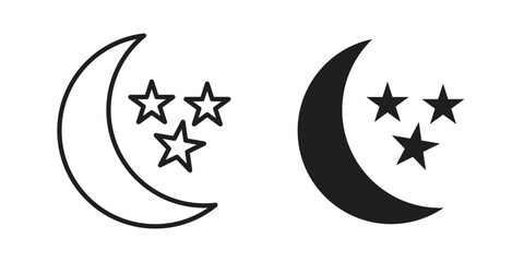 Moon stars icon in line design. Simple icon vector