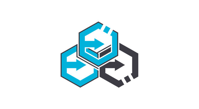 Abstract Connectivity Concept With Hexagons and Arrows Illustrates Network Flow and Synergy