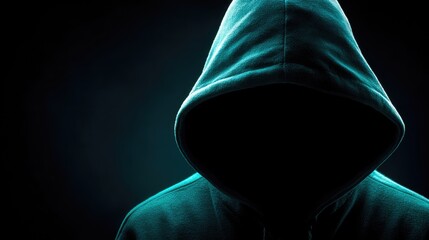 Anonymous Hooded Silhouette in Darkness with Dramatic Backlight