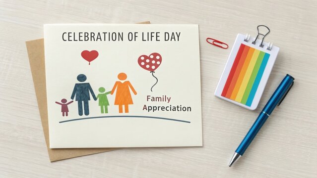 Celebration of Life Day card with family appreciation message