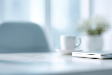 Office concept, serene colors, professional stock photo style, trending on Adobe Stock, perfect lighting