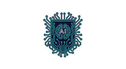 Obraz premium Abstract Digital Intelligence Emblem Illustrated on a Pure White Background For Design Usage
