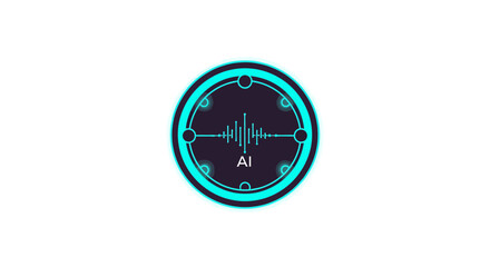 Abstract Digital AI Icon Representing Voice Processing and Technological Advancement