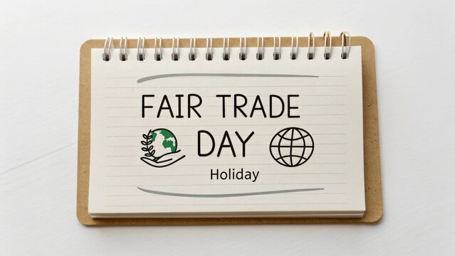 Fair Trade Day design with globe and hand holding earth icon - Powered by Adobe
